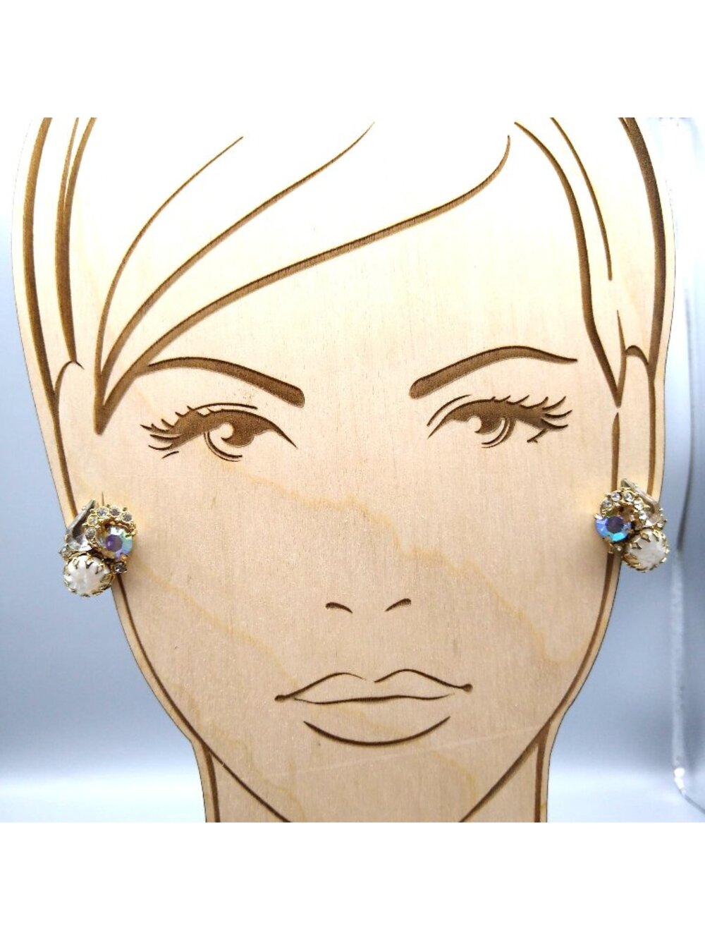 Juliana Style Celestial Sparkle Earrings, Gold Tone Clip On with Baroque Faux